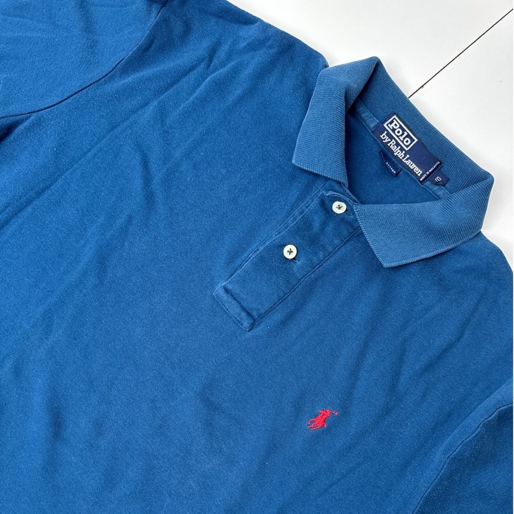 Polo Ralph Lauren Mens Blue Cotton Jersey Polo Shirt Red Pony Logo Small S